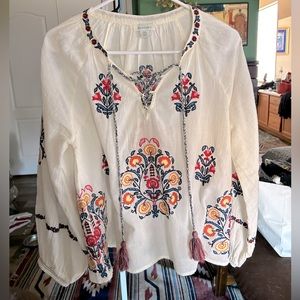 Sundance women’s petite XS embroidered bohemian blouse